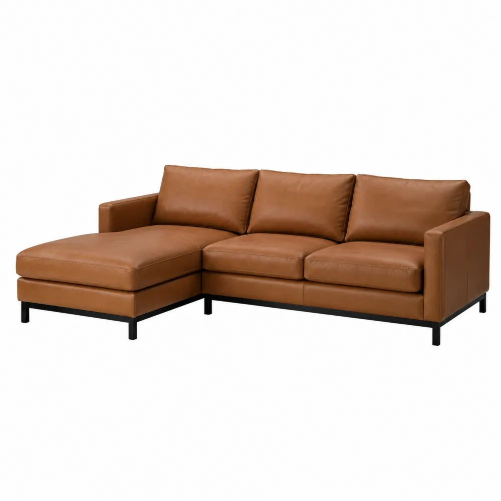 Ecksofa aus Leder Braun 295x95x85 cm