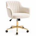 Bürostuhl Samt Beige mit Metallgestell