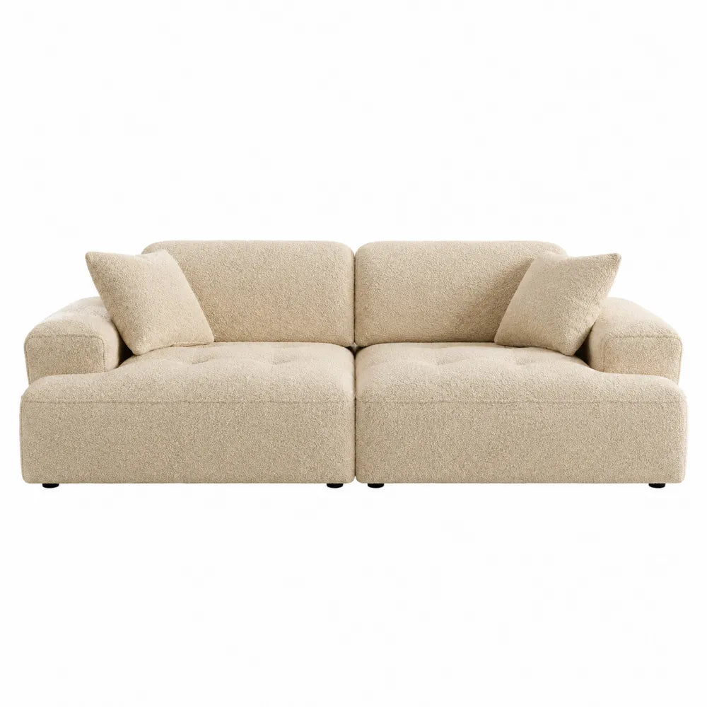 Modulares Sofa Beige Bouclé-Stoff