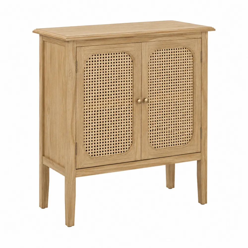 Eichenholzschrank mit Rattantüren 80x30x90 cm