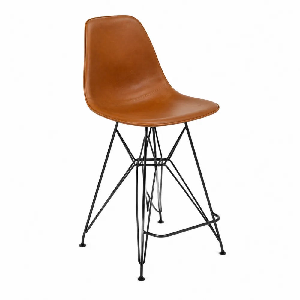 Barhocker Polyurethan Lederoptik Braun Stahl 100cm