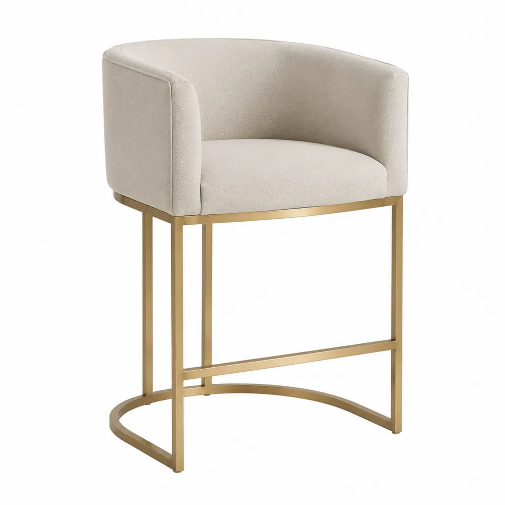 Barhocker aus Leinenstoff und Metall, Beige, 85 cm hoch