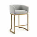 Barhocker mit Stoffbezug und Metallrahmen Grau