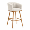 Barhocker Holzrahmen Creme Stoff