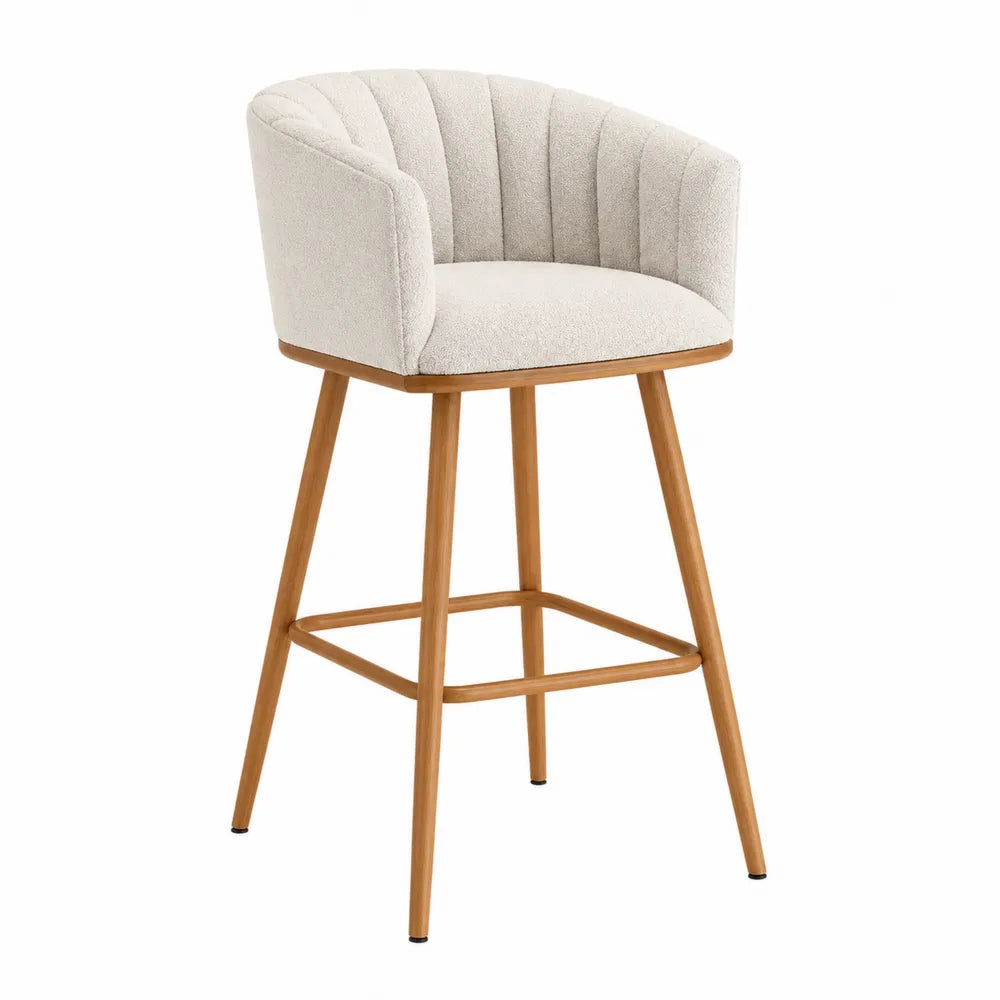 Barhocker Holzrahmen Creme Stoff