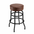 Runder Barhocker mit PU-Sitz in Braun und Metallrahmen, Höhe 75 cm