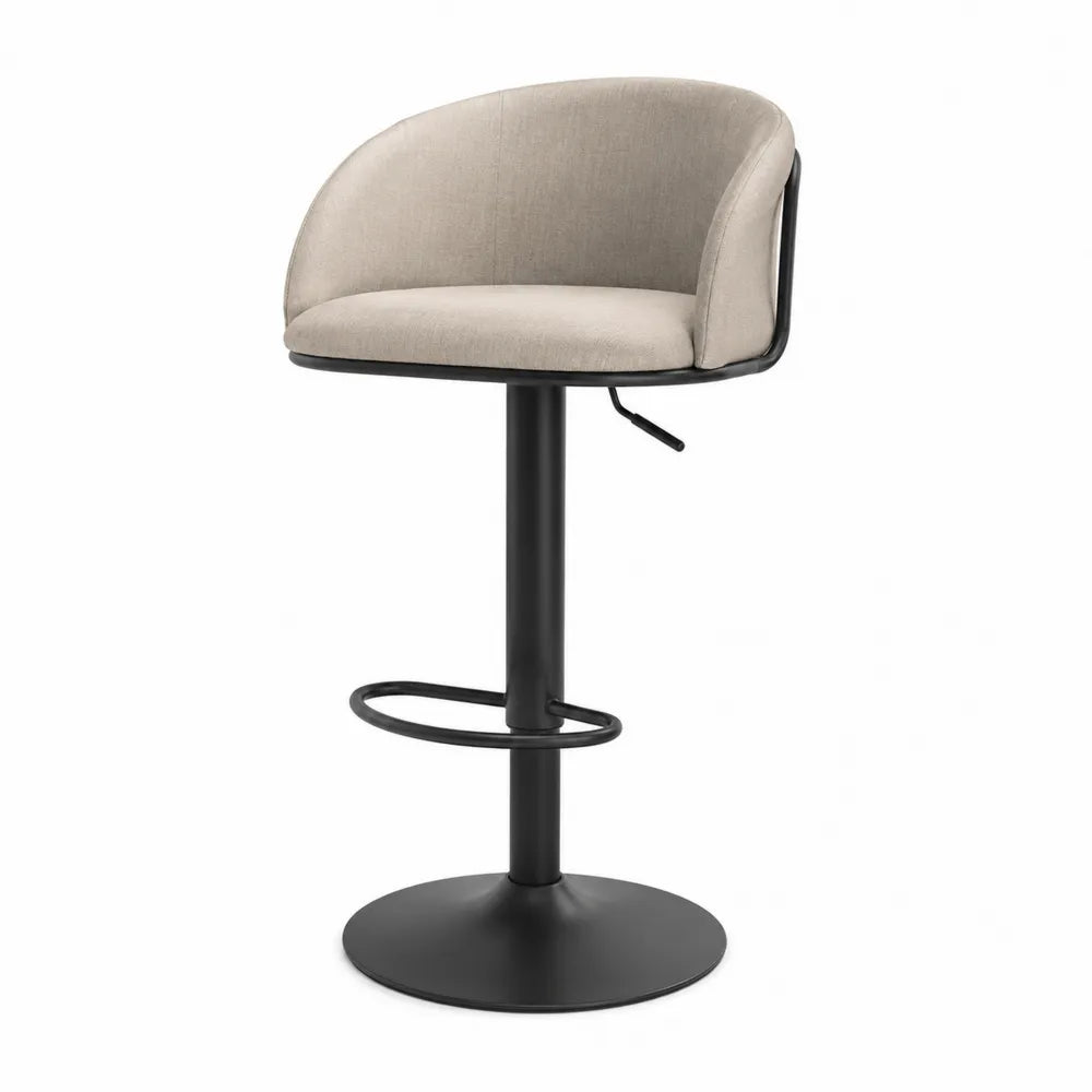 Barhocker Beige Höhenverstellbar Drehbar Metall