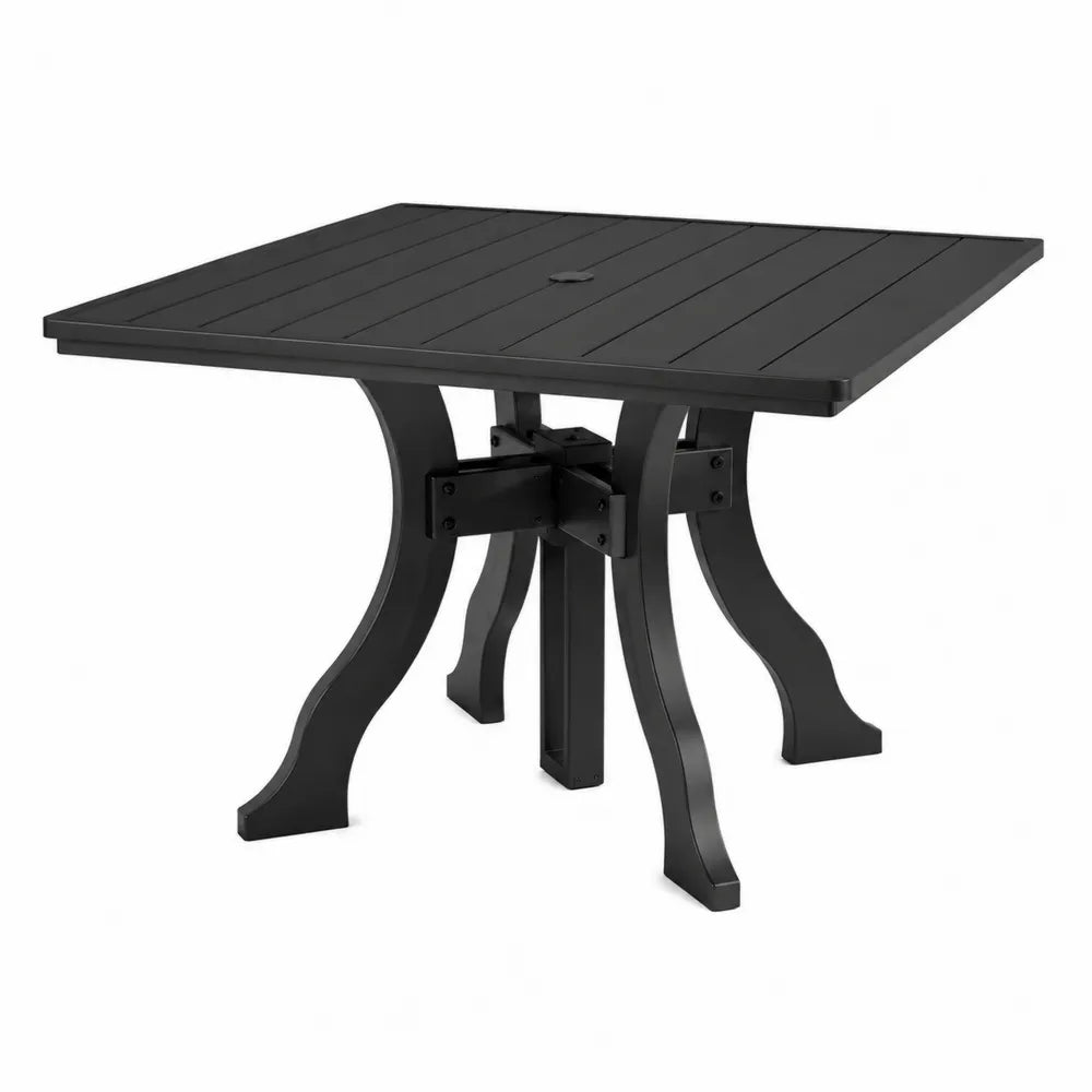 Quadratischer Aluminium Gartentisch Schwarz 100x100cm