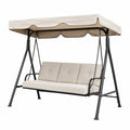 Garten-Schaukelbank 3-Sitzer Stahlrahmen Beige Polyester