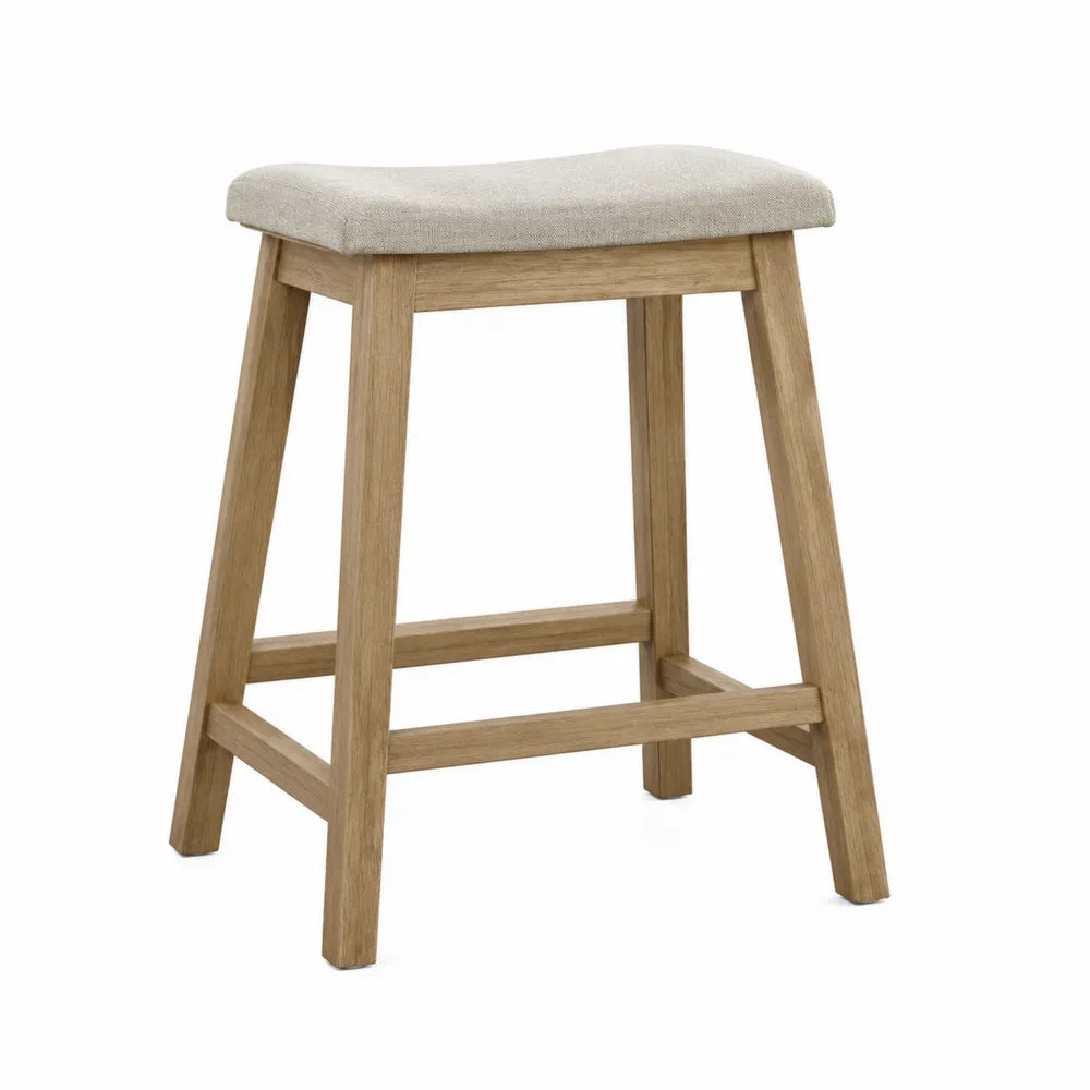 Barhocker mit Eichenholz und Polyesterbezug 65cm Beige