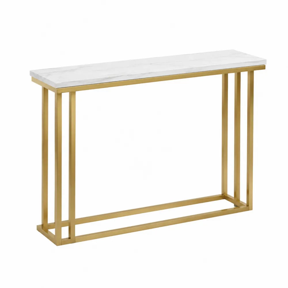 Konsolentisch mit Marmoroptik und goldenem Gestell