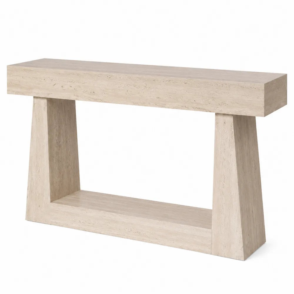 Konsolentisch aus Travertin Rechteckig Beige 120x35x75 cm