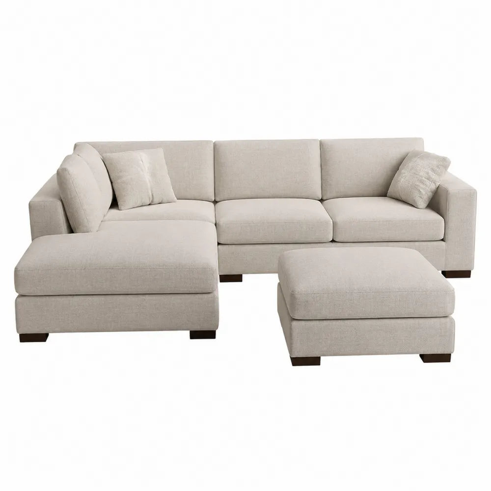 Modulares Sofa Set Beige Stoff L-Form 300cm