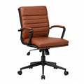 Bürostuhl aus PU-Leder Braun mit Metallrahmen und Rollen