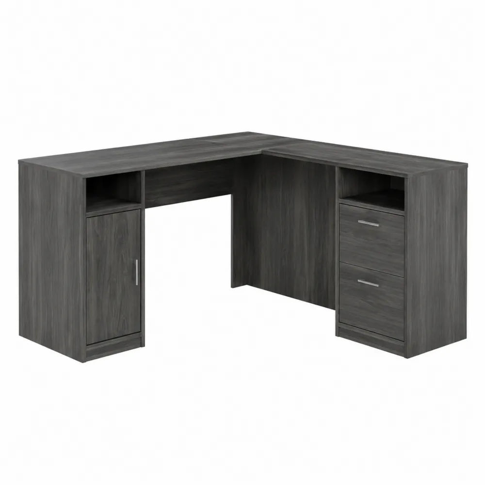 Eckschreibtisch Holz Grau mit Schubladen 140x140x75 cm