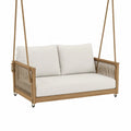 Teakholz Schaukelsitz mit Polyesterkissen Beige