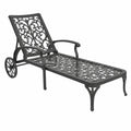 Gartenliege aus Aluminium mit verstellbarer Rückenlehne und Rädern, Schwarz