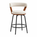 Barhocker Polster Beige Massivholz Metallrahmen