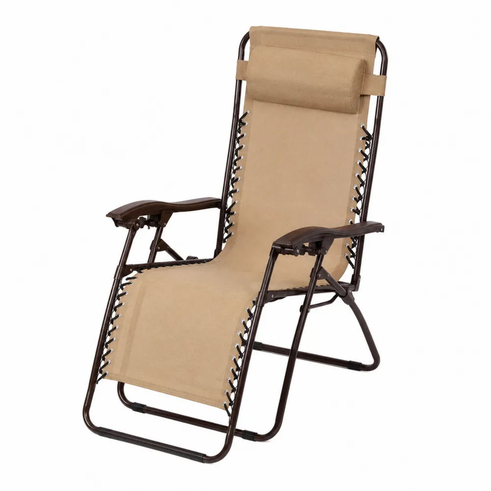 Klappbarer Gartenstuhl Stahl Textilgewebe Beige