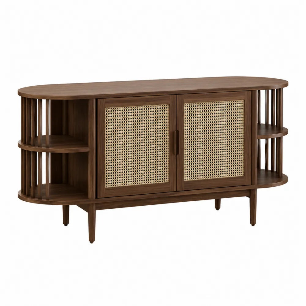 Holzschrank mit Rattantüren 120cm