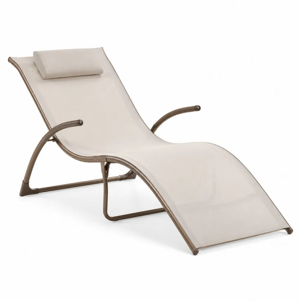 Gartenliege aus Textilene mit Stahlrahmen 200cm Beige