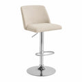 Barhocker höhenverstellbar Polyestergewebe Chrom Beige