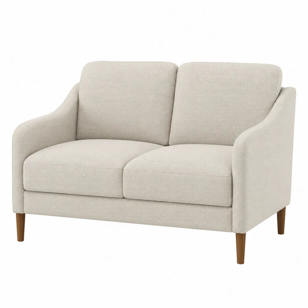 Zweisitzer-Sofa Stoff Eichenfüße Beige 145x80x85 cm