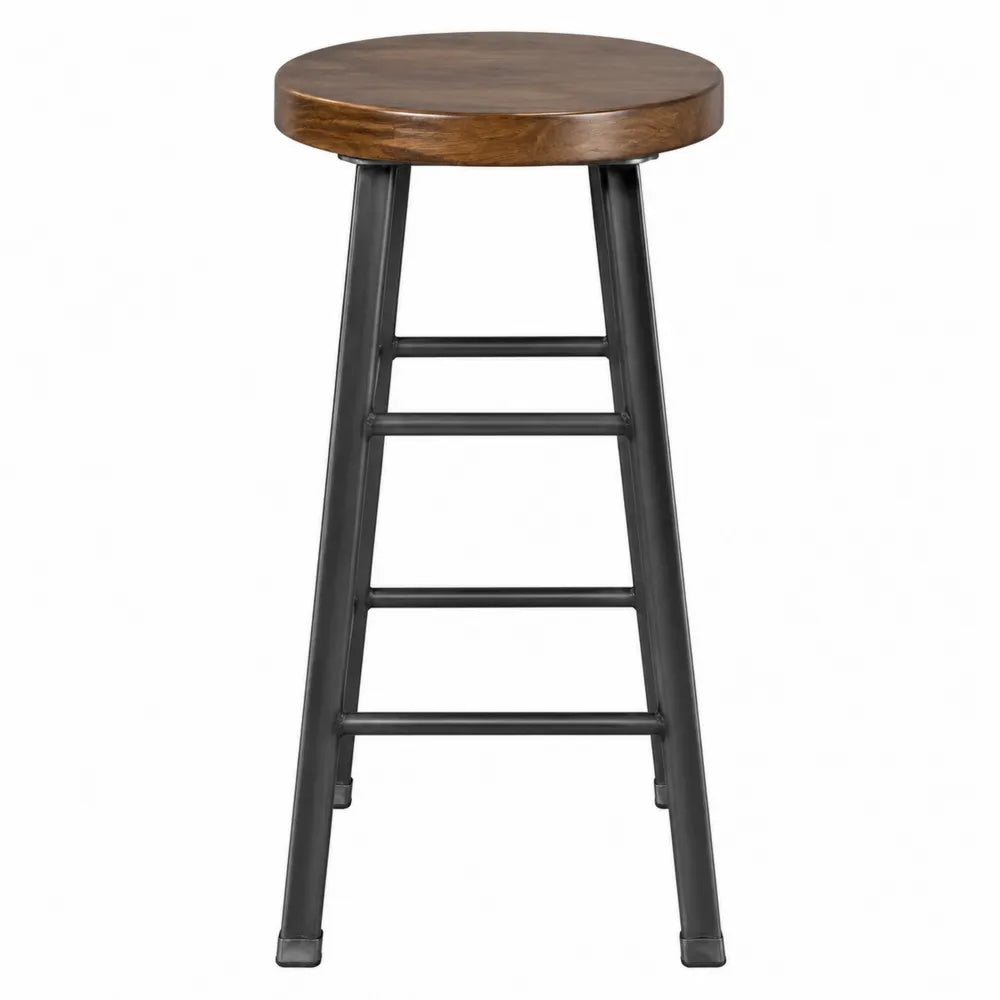 Barhocker mit Holzsitz und Stahlgestell, 75 cm Höhe