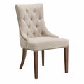 Esszimmerstuhl aus Holz mit Leinenoptikstoff, Beige, 90cm