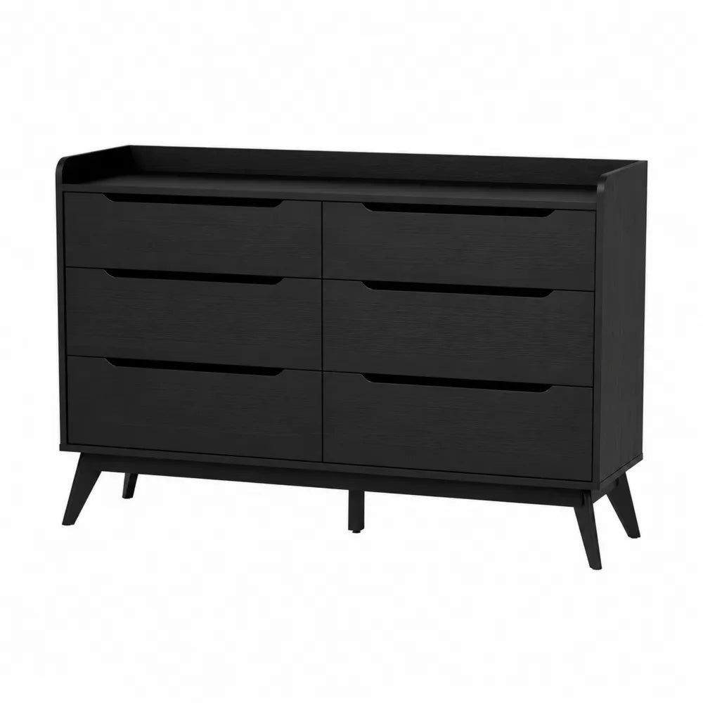 MDF-Kommode mit 6 Schubladen, Schwarz, 120x40x75cm