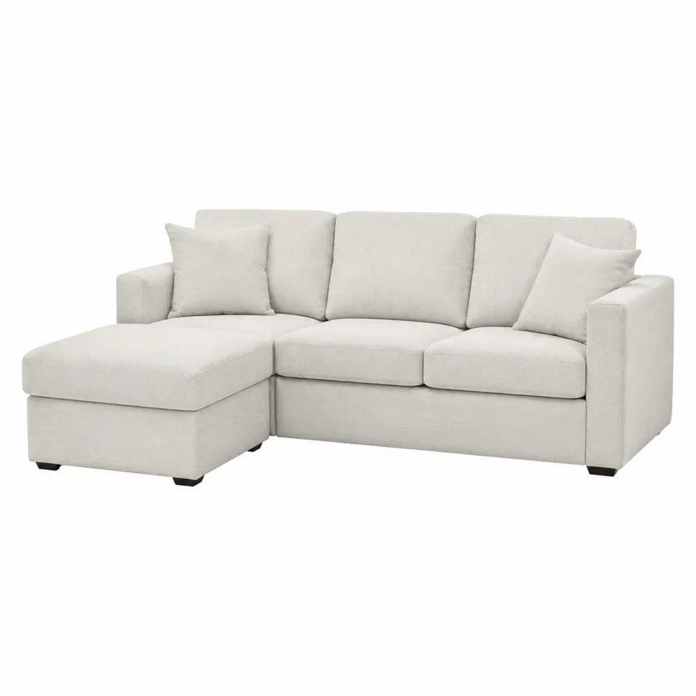 Ecksofa aus Holzrahmen mit Polyestergewebe in Beige