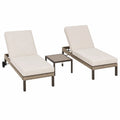 2er Set Sonnenliegen mit Beistelltisch Polyrattan Aluminium Braun/Creme