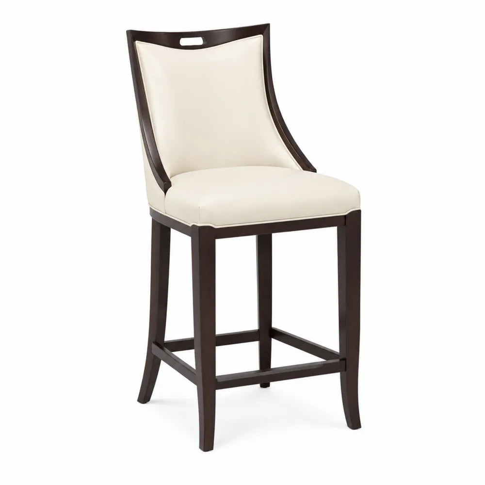 Barhocker Leder Creme Massivholz 110 cm