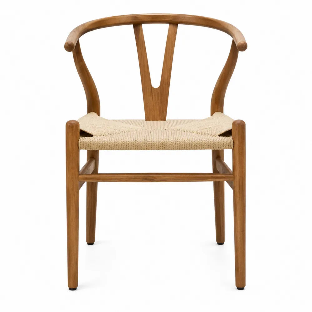 Esszimmerstuhl aus Holz mit Papierkordelsitz, Natur