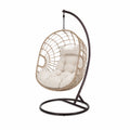 Hängesessel aus Rattan mit Polyesterkissen, Beige