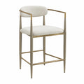 Barhocker mit Stahlrahmen und Polyestergewebe Beige/Gold