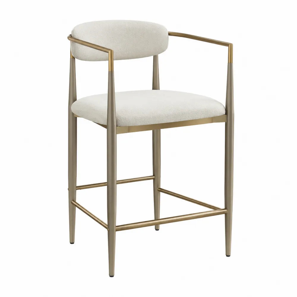 Barhocker mit Stahlrahmen und Polyestergewebe Beige/Gold