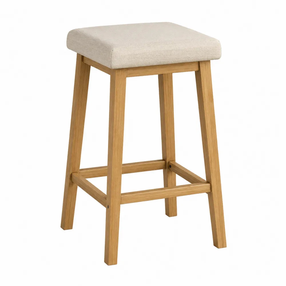 Barhocker mit Leinenpolster und Eichenrahmen 75cm