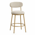 Barhocker Leinen Metallrahmen Beige/Gold Höhe 75 cm