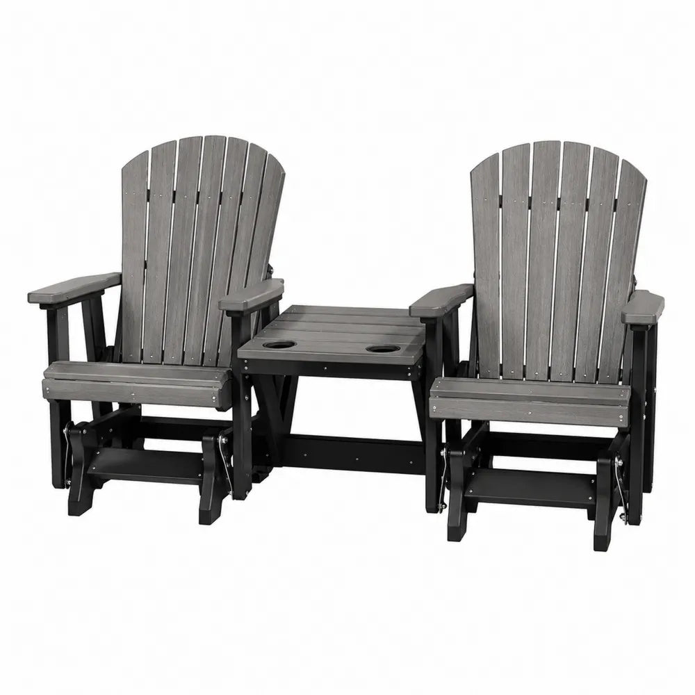 Garten Adirondack Stuhl Set Kunststoff Grau Schwarz 2-Sitzer