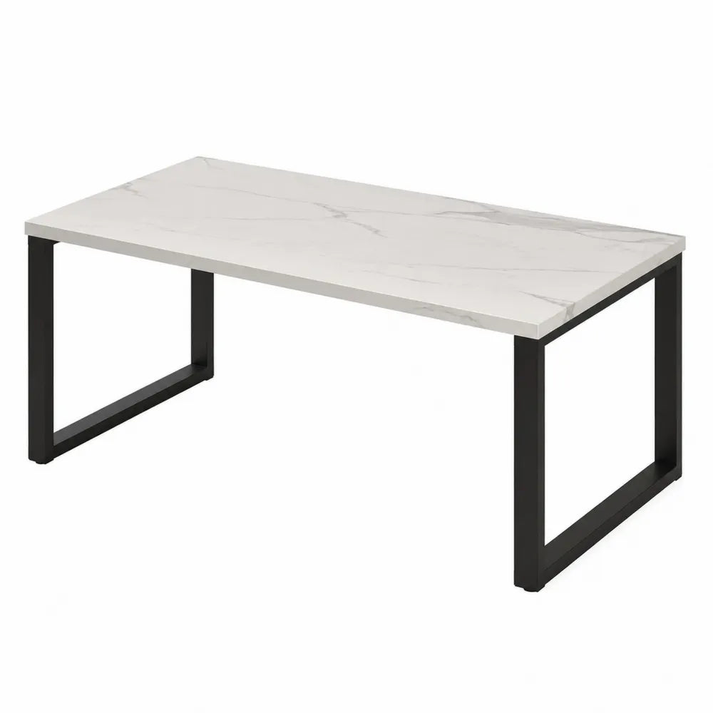 Rechteckiger Tisch mit Keramikplatte und Metallrahmen 150x85x74 cm