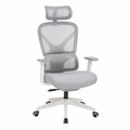Ergonomischer Bürostuhl Grau mit Netzstoff und Kopfstütze