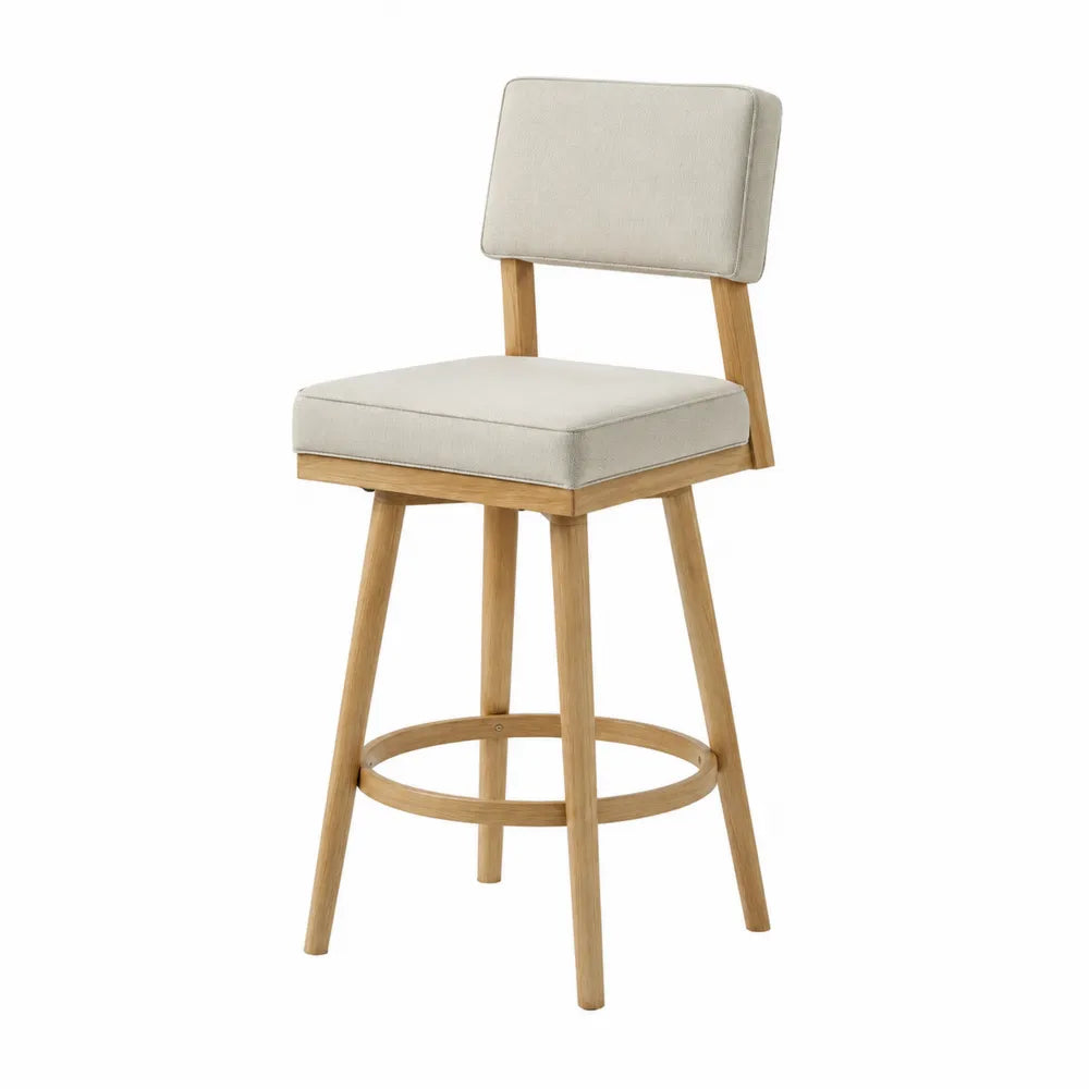 Barhocker aus Eichenholz mit Stoffpolsterung, Höhe 105 cm