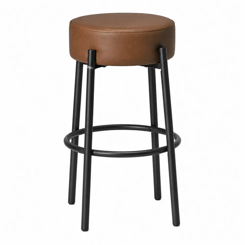 Barhocker Stahl Braun Polyurethan-Kunstleder Sitzhöhe 75 cm