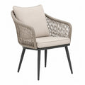 Gartenstuhl aus Aluminium mit Kissen Beige/Grau