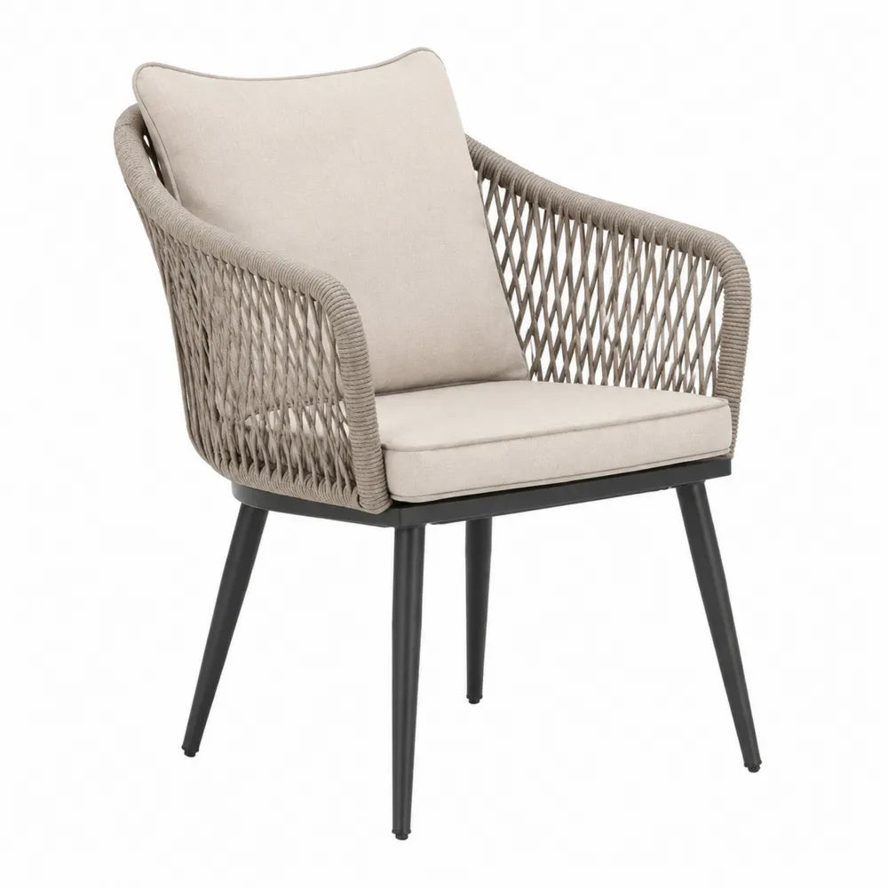 Gartenstuhl aus Aluminium mit Kissen Beige/Grau