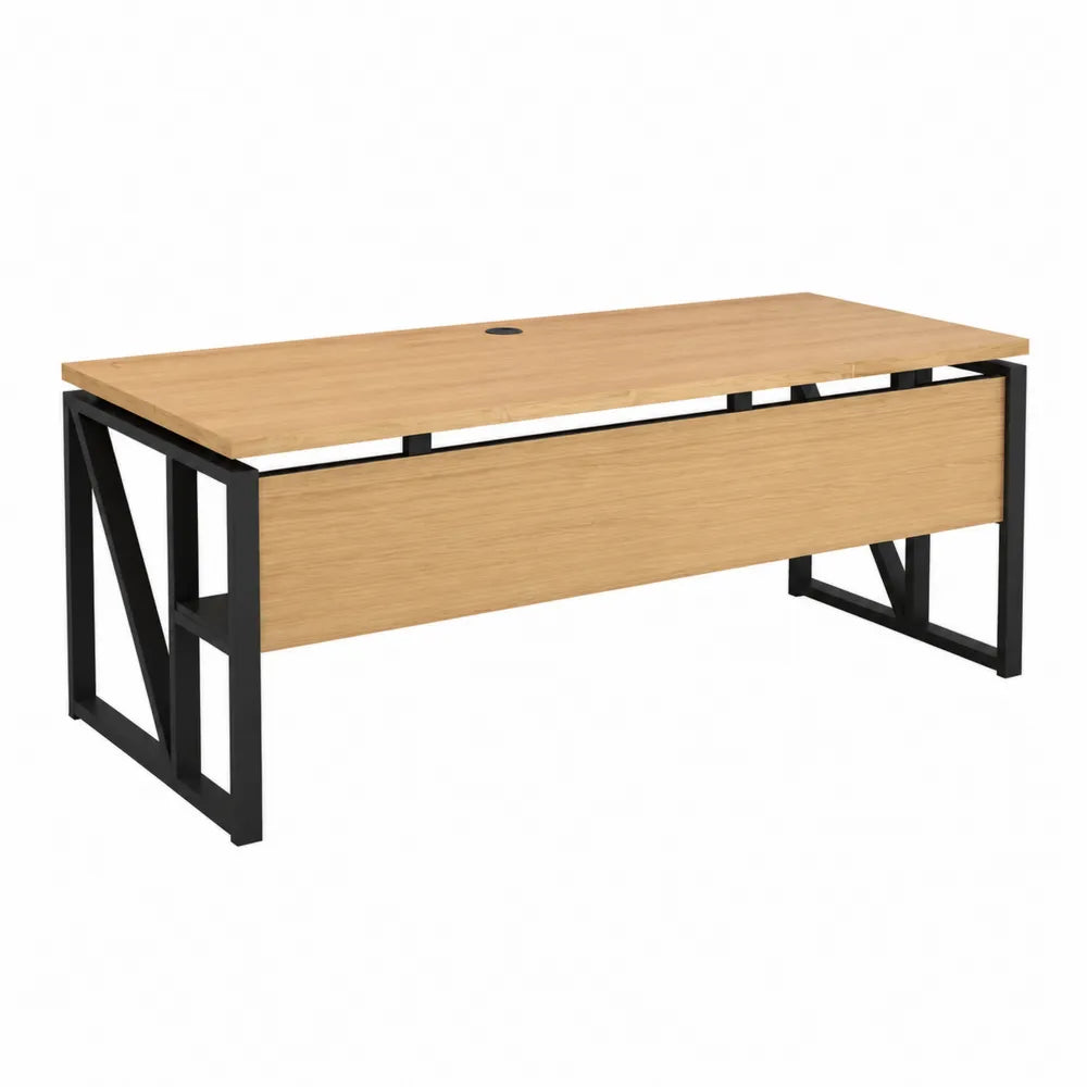 Schreibtisch Eichenfurnier Metallrahmen 160cm