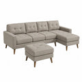 Modulares beige Ecksofa Set mit Holzfüßen