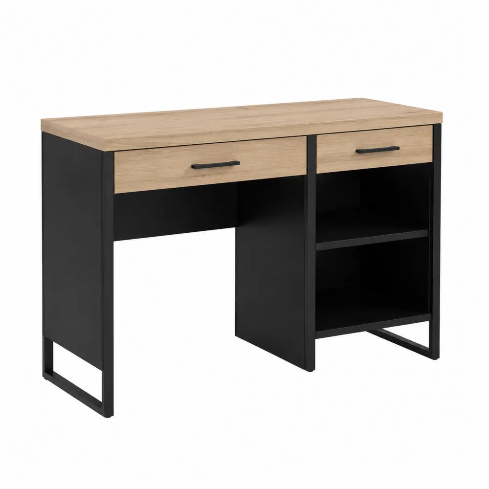 Schreibtisch Rechteck MDF Eiche/Schwarz 120cm