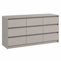 Kommode mit 8 Schubladen aus MDF Grau 160x45x80cm